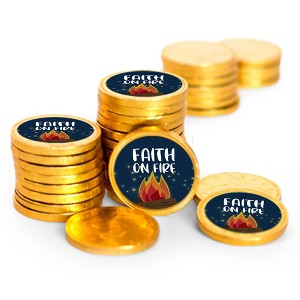 84ct Vacation Bible School Candy Religious Party Favors Chocolate Coins Faith on Fire (84 Count) - Gold Foil - By Just Candy - 1 of 2