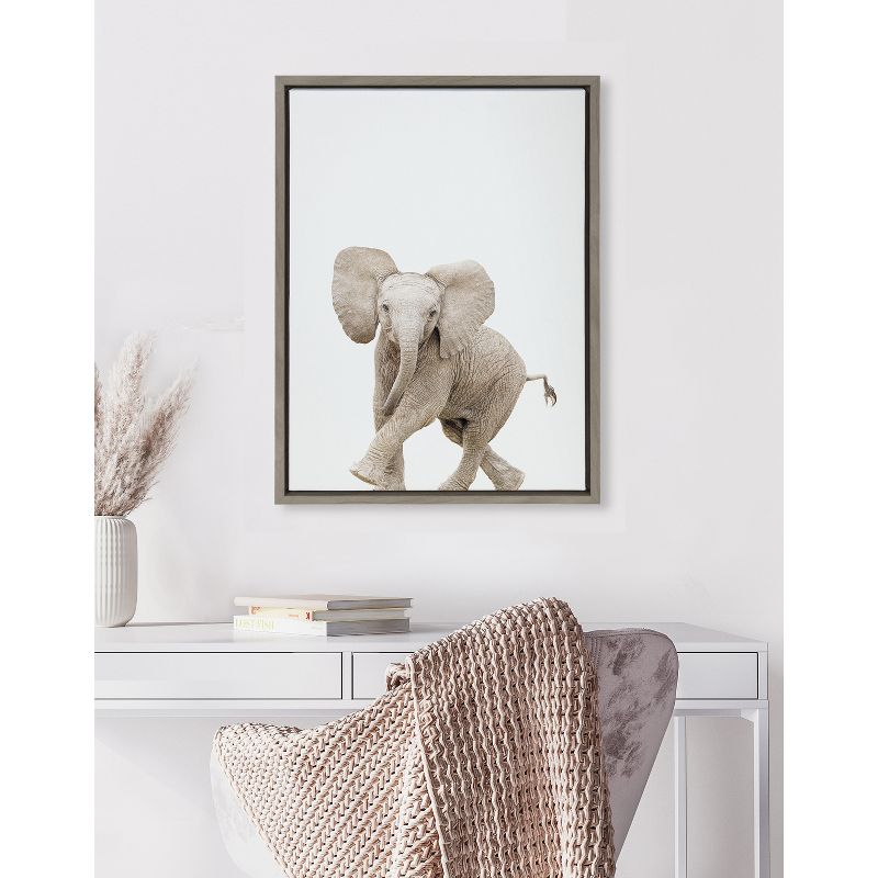 18&#34; x 24&#34; Sylvie Baby Elephant Walk Framed Canvas by Amy Peterson Art Studio Gray - Kate &#38; Laurel All Things Decor, 6 of 8