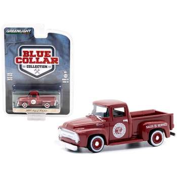 1954 Ford F-100 Pickup Truck Burgundy "Indian Motorcycle Sales & Service" 1/64 Diecast Model Car by Greenlight