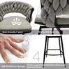 TiramisuBest Set of 2 28" Linen Woven Swivel Bar Stools, Upholstered Counter Chairs with Back, Armrest & Footrest, Black Legs (Grey) - 4 of 4