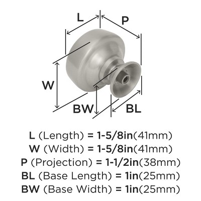 Satin Nickel 1-5/8" Round Cabinet Knob with Mounting Hardware