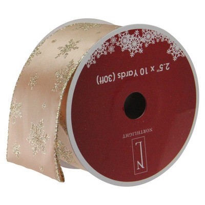 Northlight Gold Sparkling Stars Christmas Wired Craft Ribbon 2.5" x 10 Yards