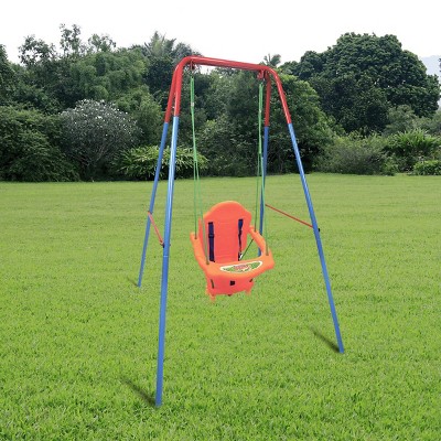 LiulingWSH Folding Toddler Swing Set Blue Secure Swing Set with Safety Seat Baby Indoor/Outdoor Swing Set for Baby/Chirldrens Gift 