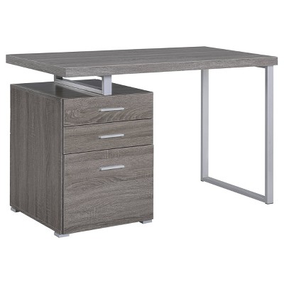 Brennan 3 Drawer Office Desk With Reversible Cabinet Weathered Gray ...