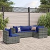 vidaXL 5 Piece Patio Lounge Set - Gray Poly Rattan, Cushions Included - Modular Outdoor Garden Furniture for Backyard, Terrace, Deck - UV Resistant - 2 of 4