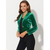 INSPIRE CHIC Women's 1 Button Lapel Collar Business Office Crop Suit Velvet Blazer - 2 of 4