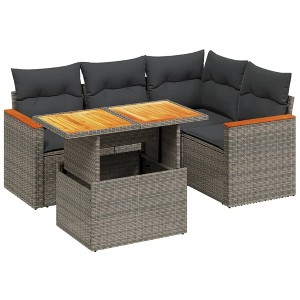 vidaXL Garden Sofa Set Gray PE rattan 5 Piece Adjustable Armrests - 1 of 4
