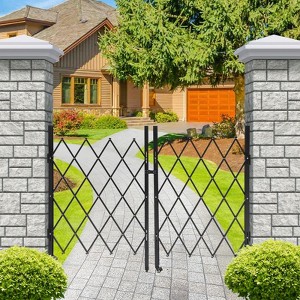 Double Folding Security Gate, 61" H x 122" W Folding Door Gate, Steel Accordion Security Gate, Flexible Expanding Security Gate - 1 of 4