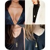 6 PCS Long Pendant Necklace for Women, Gold Bar Circle Leaf Triangle Tassel Y Necklace Set - 3 of 4