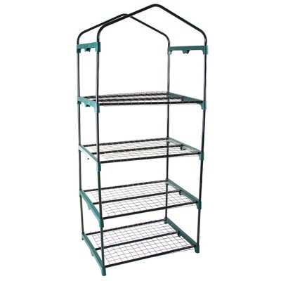 Clear PVC 4-Tier Outdoor Mini Greenhouse with Steel Frame