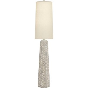 Possini Euro Design Elita Mid Century Modern Coastal 64 1/2" Tall Standing Floor Lamp Foot Switch Natural Hammered Pattern Living Room Bedroom House - 1 of 4