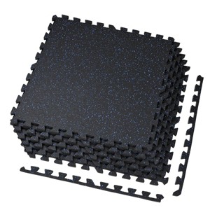 Xspec 1/2" Thick 48 Sq Ft Rubber Top EVA Foam Home Gym Mats 12 pcs, Blue Black - 1 of 4