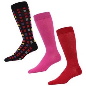 Memoi Swatch Box Cotton Blend Crew Sock 3 Pack Black 10-13 - 1 of 2