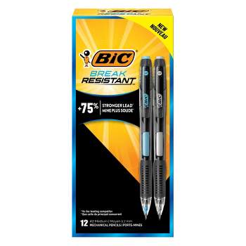 BIC Break-Resistant Mechanical Pencils with Erasers, No. 2 Medium Point (0.7mm), 12-Count Pack Pencils for School or Office Supplies