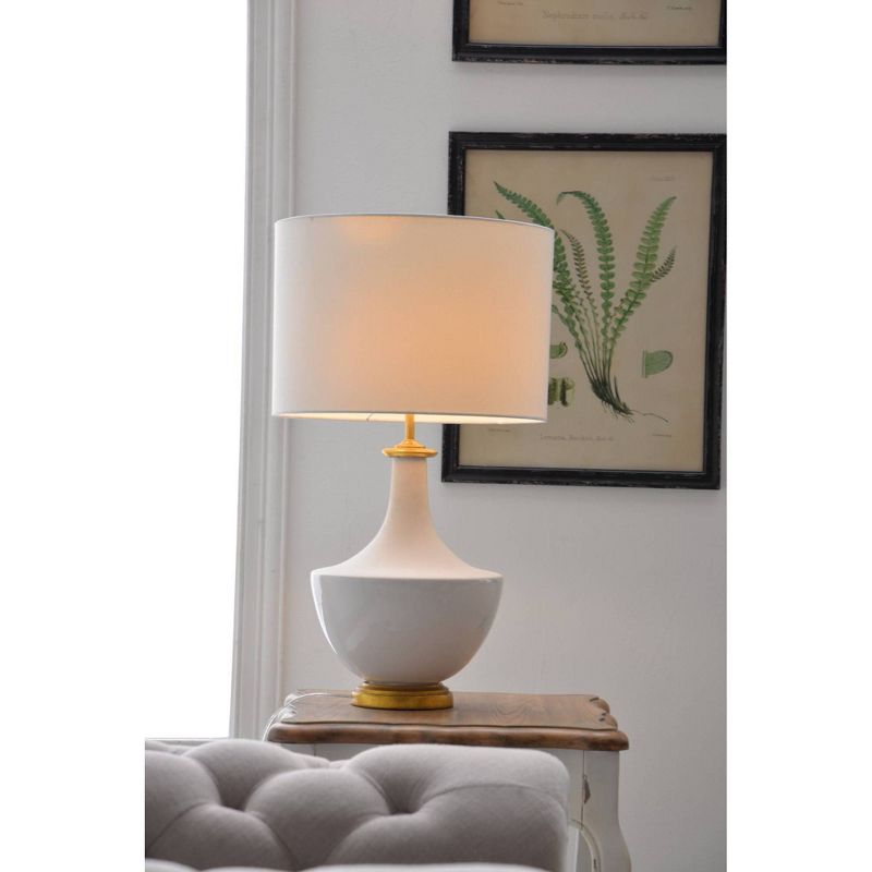 Ceramic Table Lamp with Linen Shade Cream - Storied Home, 4 of 14