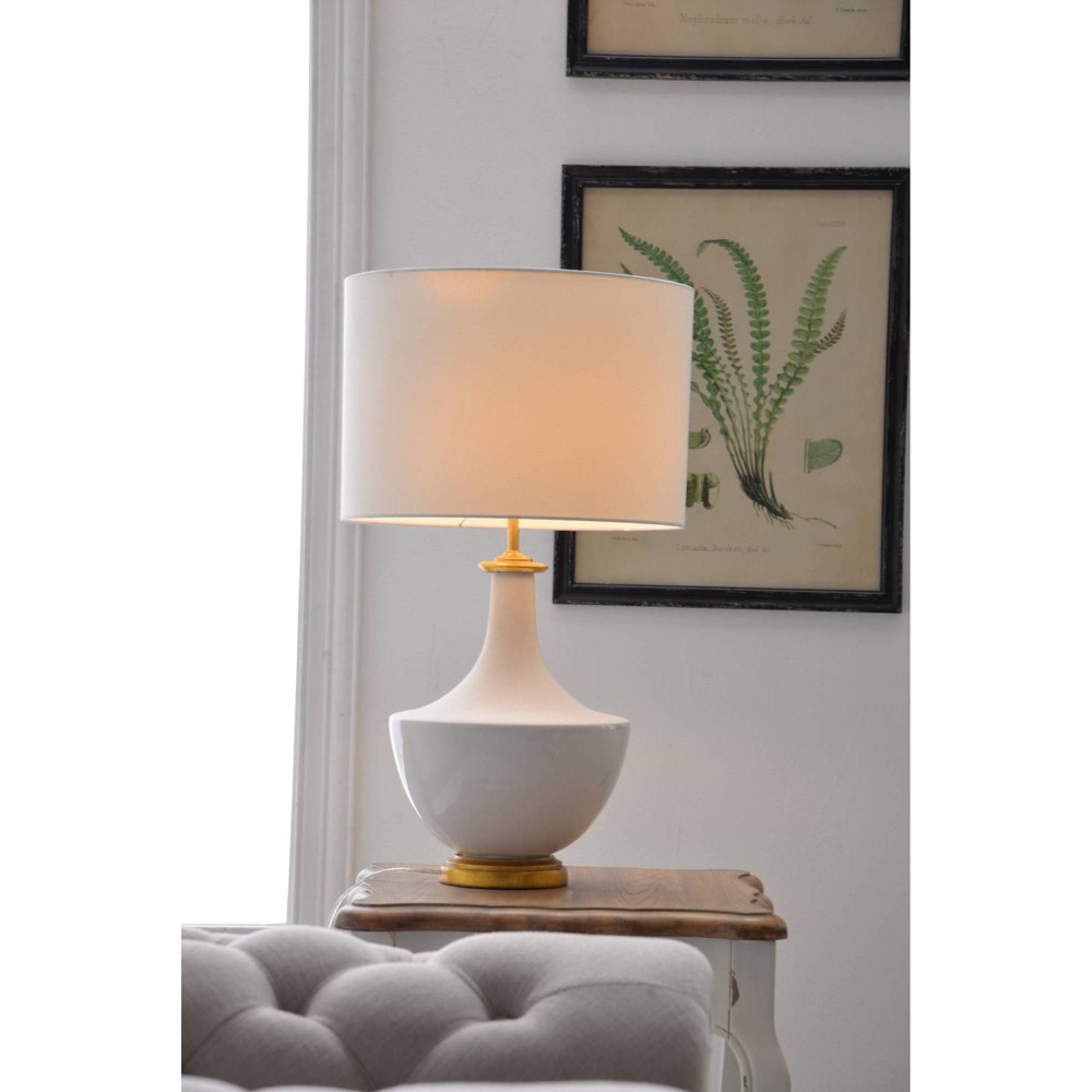 3R Studios 27 in. Ceramic Table Lamp with Linen Shade (BID IS PER LAMP FOR A TOTAL OF 2 LAMPS. msrp $218 Each)