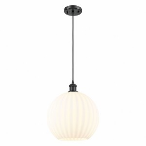 White Venetian - 1 Light Cord Hung Pendant In Modern Style-13.5 Inches Tall and 12 Inches Wide - 1 of 1