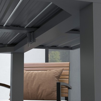 Charcoal Gray Aluminum Expandable Outdoor Dining Table for 6-8