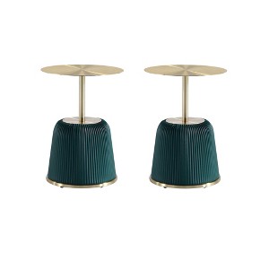 Manhattan Comfort Set of 2 Anderson Leatherette Upholstered End Tables with Gold Tabletop - 1 of 4