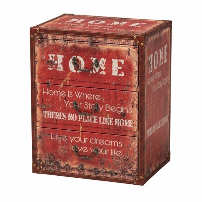 Baxton Studio Lorand Faux Leather and Wood 3 Drawer Storage Trunk Red