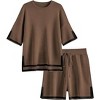 Ekouaer Womens Knit Lounge Set 2 Piece Sweater Sets Short Sleeve Sweatsuit Pullover Tops - 3 of 4