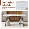 Syemin 63" Side Table, Marble Top, With Metal Stainless Steel Butterfly Legs for Living Room, Silver, 63"*31.5"*30" - 3 of 4