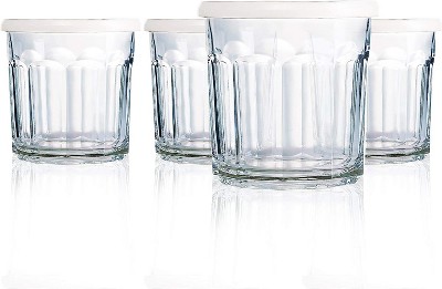 Luminarc Arc International Working Storage Jar/Dof Glass with White Lid 14-Ounce Set of 4 (H6812)