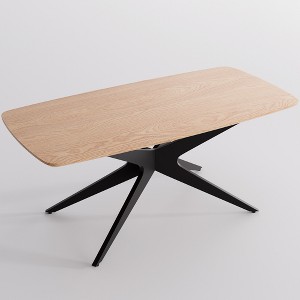 YOUNIKE Modern 69.3" L x 33.85" W Dining Room Table Set for 4, Rectangular Island Table for Kitchen with Wooden Top & Black Metal Cross Base - 1 of 4