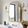 24 x 35 Inch Gold Wrought Iron Carved Rounded Arch Mirror Cabinet Bathroom Vanity Mirror with Adjustable Shelves - 2 of 3