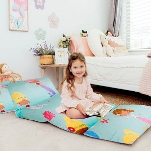 Butterfly Craze Floor Pillow Case, Mattress Bed Lounger Cover, Mermaid Aqua, Queen, Cozy Seating Solution for Kids & Adults - 1 of 3