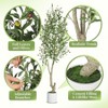 Tall Faux Olive Tree，5/6/7ft（60/72/84in） Tall Faux Olive Tree with White Planter and Green Fake Moss , 1 o r 2 Pack - 3 of 4