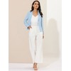 INSPIRE CHIC Women's Open Front Office Long Sleeve Lightweight Printed Floral Crop Suit Blazer - 3 of 4