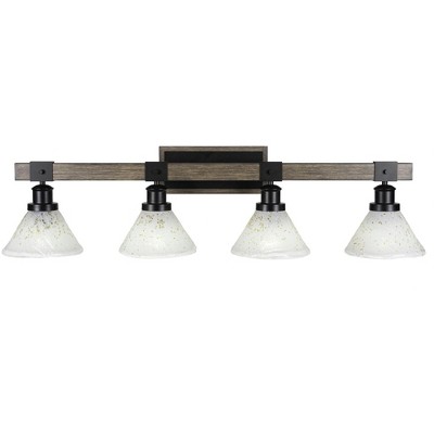 Toltec Lighting Tacoma 4 - Light Vanity in  Black/Painted Wood with 7" Gold Ice Shade