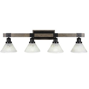 Toltec Lighting Tacoma 4 - Light Vanity in  Black/Painted Wood with 7" Gold Ice Shade - 1 of 1