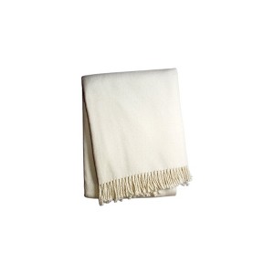 HomeRoots 50" X 67" Cream Cotton Blend Woven Plush Throw Blanket with Fringe - 1 of 4