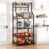 Bakers Rack, Microwave Oven Stand with 2 Large Wire Basket, 5-Tier Kitchen Utility Storage Shelf with 8 Hooks for Spice, Pots Organizer - 3 of 4