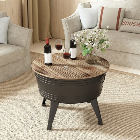 Modern Table Farmhouse Rustic Distressed Metal Accent Cocktail Table Coffee Table With Hidden Storage Compartment Target