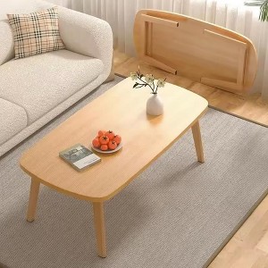 Wooden Foldable Coffee Table, Collapsible Laptop Table for Small Spaces, Compact Desk for Home Office, Bedroom - 1 of 4