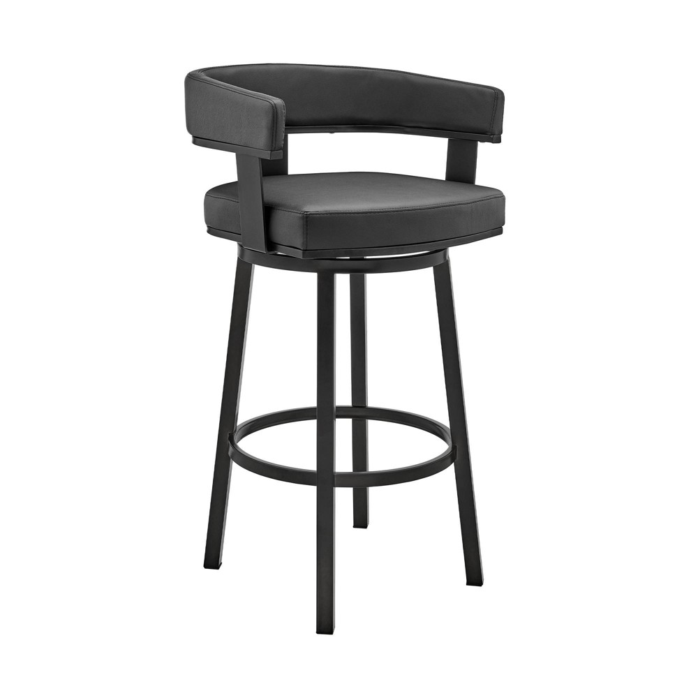 Photos - Chair 26" Cohen Counter Height Barstool - Armen Living: Swivel, Footrest Black/B