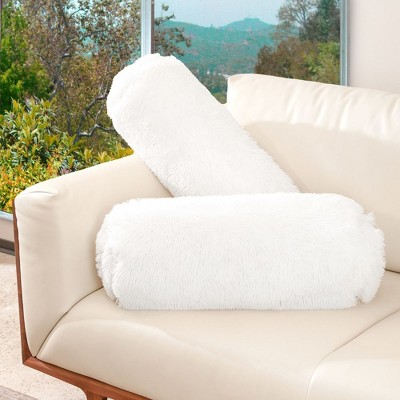 Cheer Collection Luxurious Faux Fur Throw Pillows Set Of 2 - White (18 X 18)  : Target