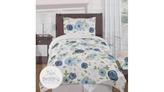 Sweet Jojo Designs Girl Support Nursing Pillow Cover (Pillow Not Included) Watercolor Floral Blue Green and Pink, 2 of 6, play video