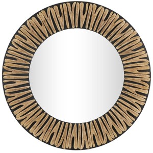 36"x36" Wood Handmade Abstract Carved Wall Mirror - Olivia & May: Bohemian Style, Pine Frame - 1 of 4