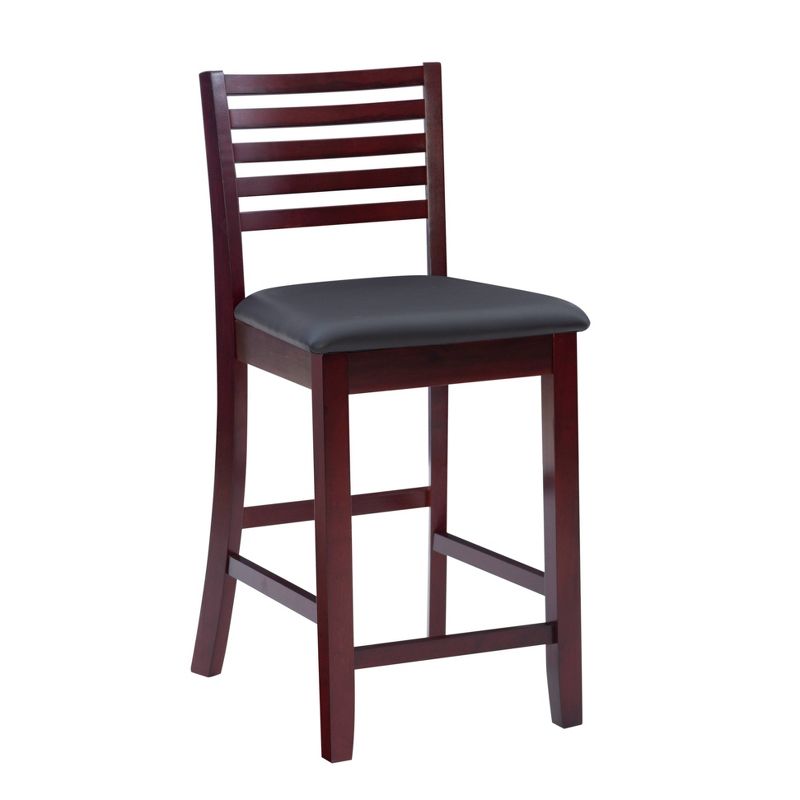24&#34; Torino Ladder Back Faux Leather Counter Height Barstool Upholstered Seat - Espresso Wood - Linon, 1 of 16