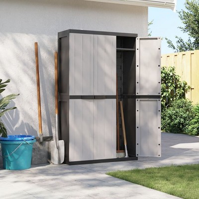 vidaXL Outdoor Storage Cabinet Gray and Black 100% Polypropylene Large