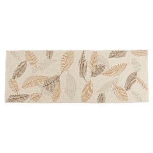 Saro Lifestyle Table Runner With Beaded Leaves Design, Gold, 13" x 36" - 1 of 3