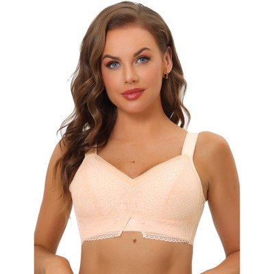 Allegra K Women's Lace Minimizer Bralette U Back Full Coverage Wireless  Everyday Bras Orange Brown 36c : Target