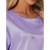 cheibear Women's Satin Summer Short Sleeves Sleepshirt with Pants Lounge Pajamas Sets - 4 of 4