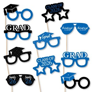 Big Dot of Happiness 2026 Blue Graduation Glasses - Paper Card Stock Party Photo Booth Props Kit - 10 Count - 1 of 4