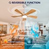 Wanze of Ocean 42 in. Smart White Natural Wood White Blades 2-Size Downrod Mount Standard Ceiling Fan with 3-Color Dimmable LED Light - 4 of 4