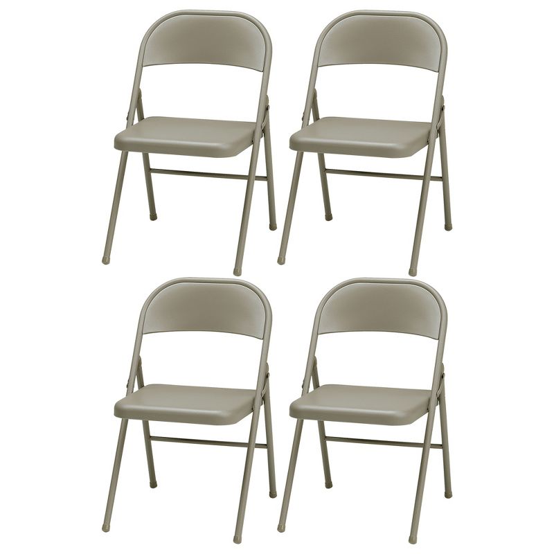MECO Sudden Comfort All Steel Folding Chair Set with Steel Frame and Contoured Backrest for Indoor or Outdoor Events, Chicory Lace (Set of 4), 1 of 5